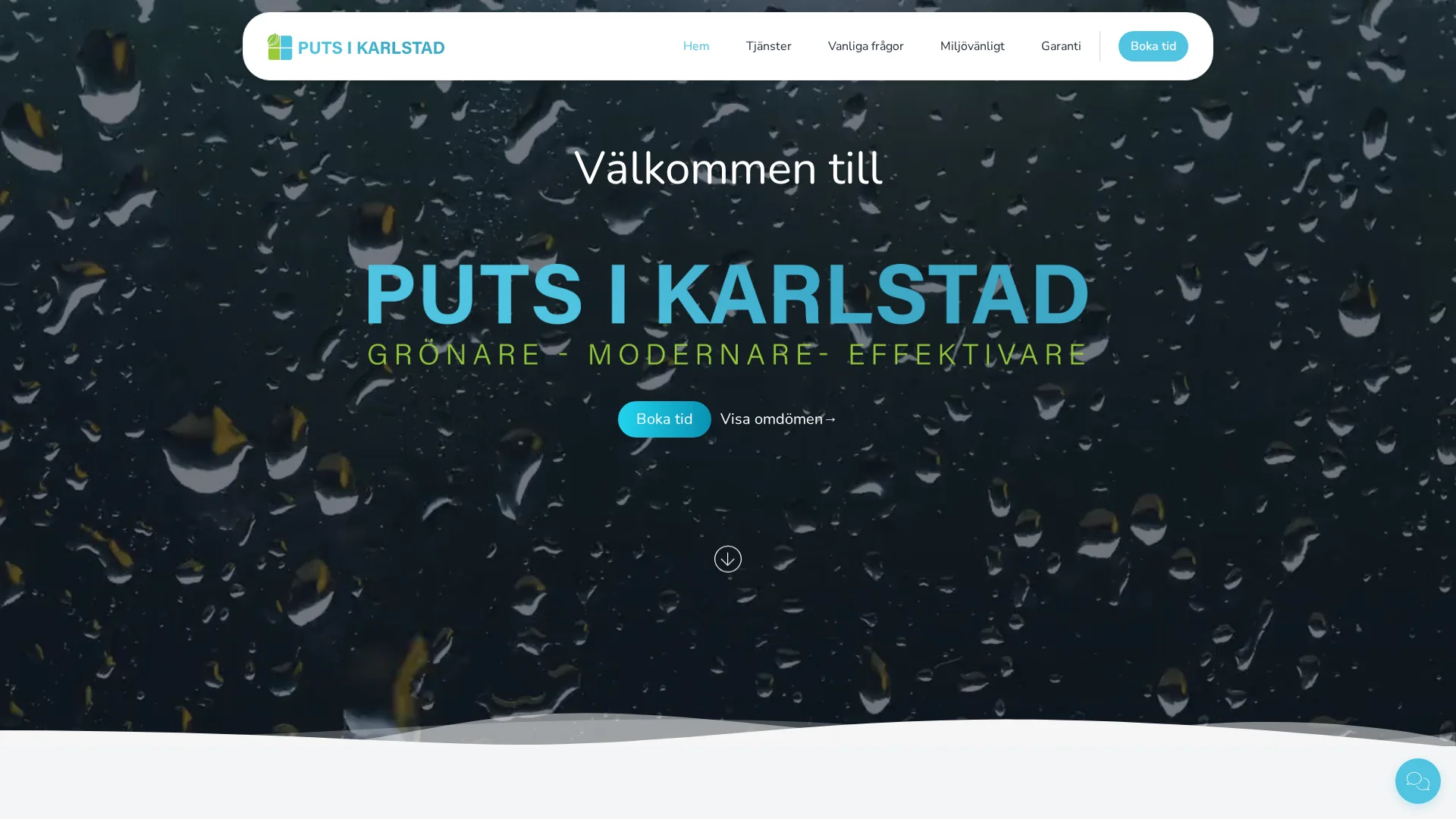 Skärmdump av projektet Puts i Karlstad - Professionell webbplats för fönsterputstjänster